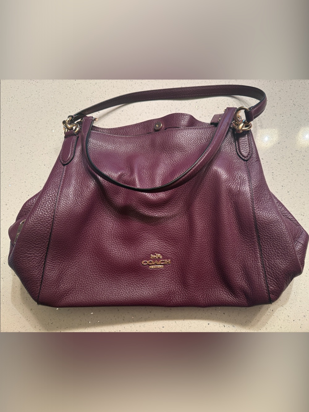 Coach Pebbled Leather Hobo Bag in Plum